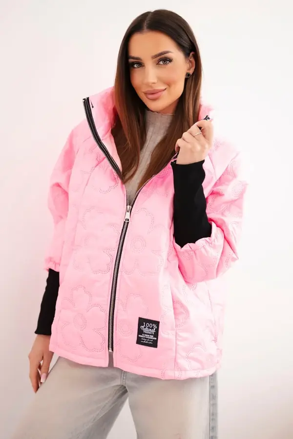 Kesi Włoski Дамско ватирано яке Kesi в цвят бонбонено розово