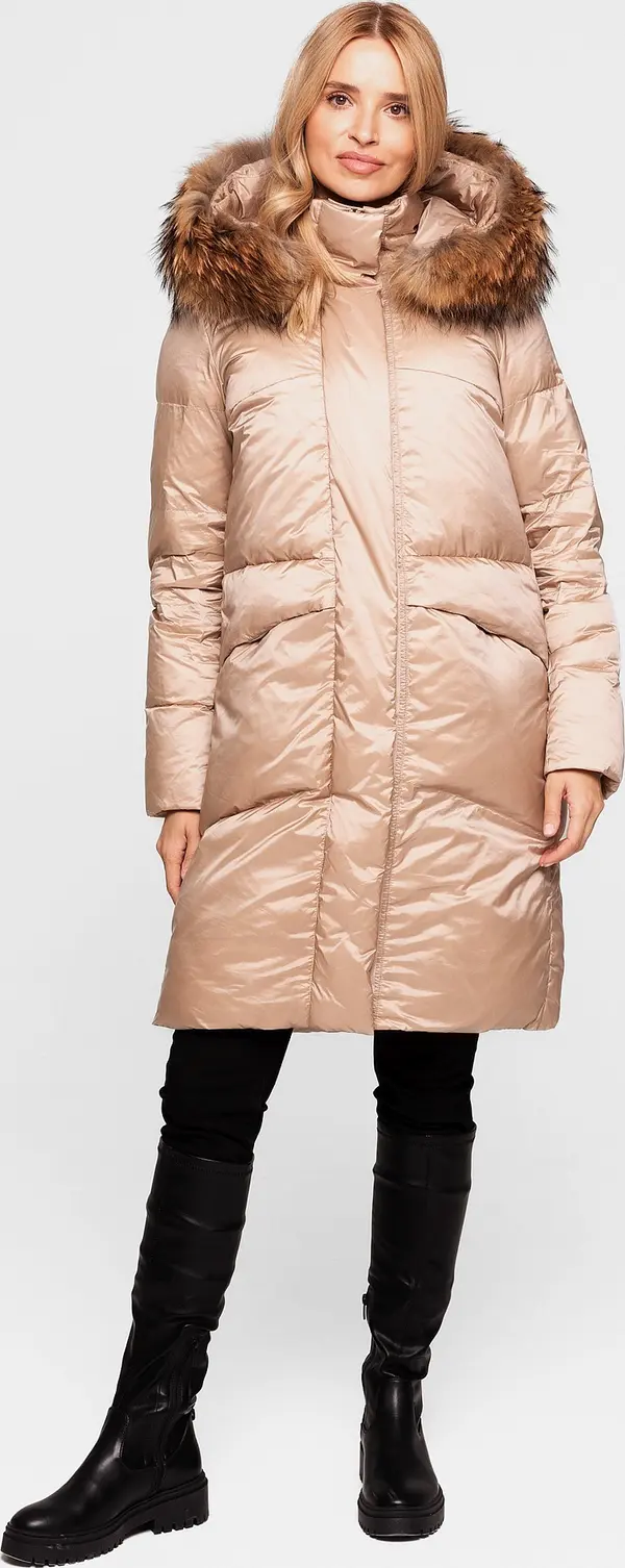 PERSO Дамско ватирано яке с естествена кожа