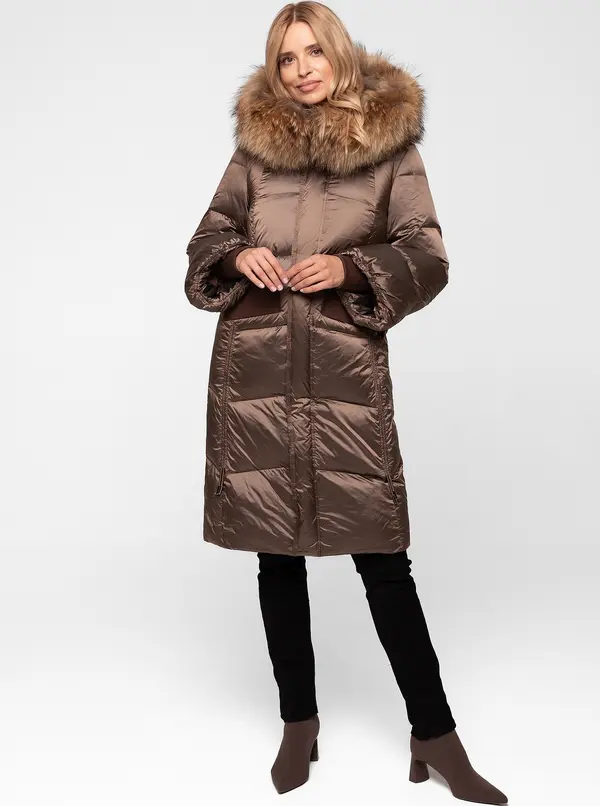 PERSO Дамско ватирано яке с естествена кожа