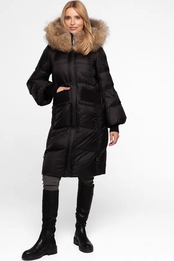 PERSO Дамско ватирано яке с кожена подплата