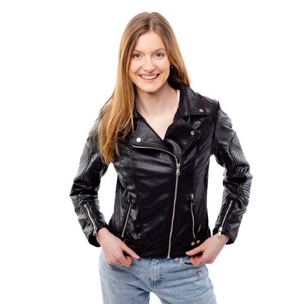 Glano Дамско яке от изкуствена кожа GLANO - Черно