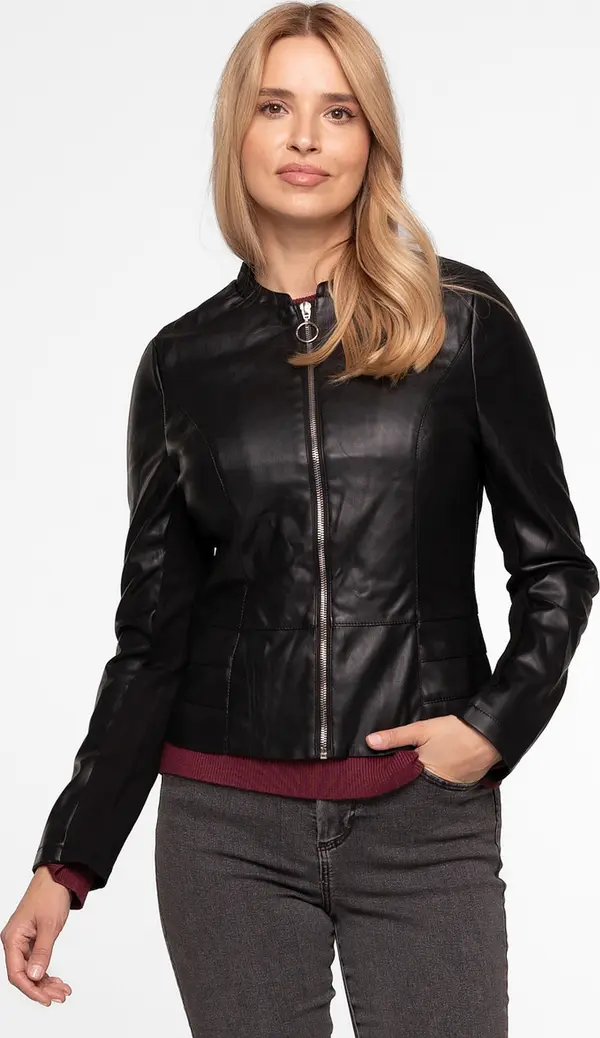 PERSO Дамско яке от изкуствена кожа с платнени вложки