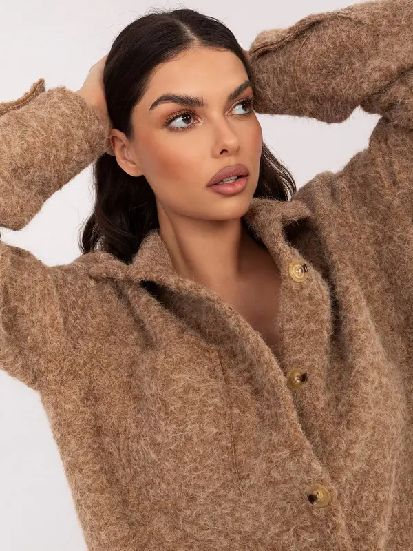 RUE PARIS Дамско яке тип риза в цвят камила