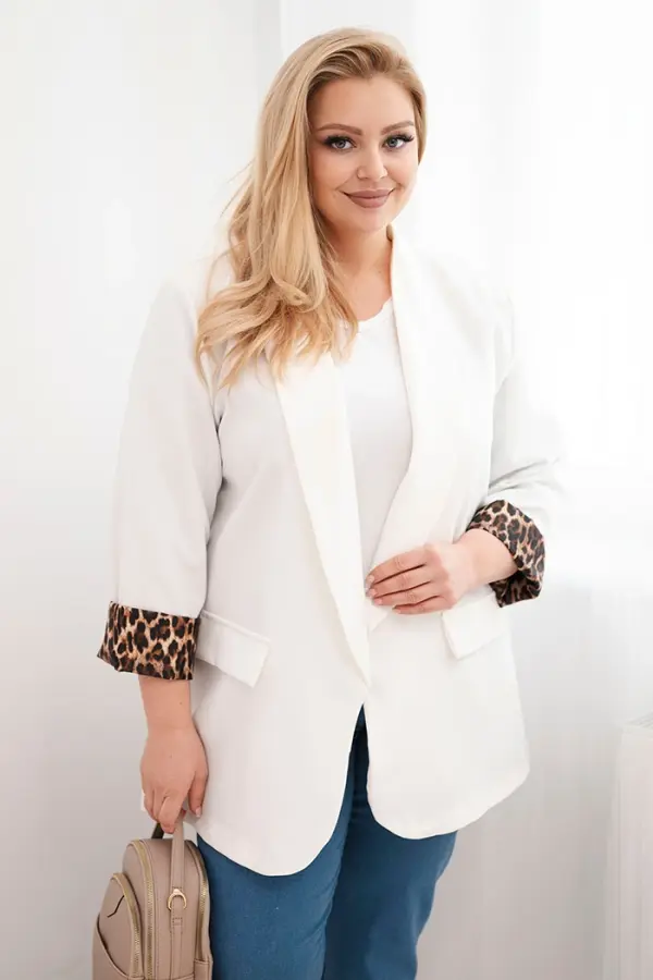 Kesi Włoski Дамско яке за големи размери с леопардова подплата