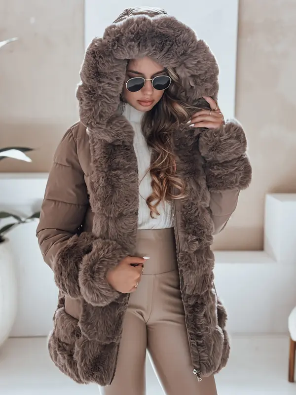 DStreet Дамско зимно яке с качулка и колан