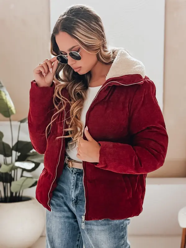 DStreet Дамско зимно яке с капси TRENDYGLAM бордо