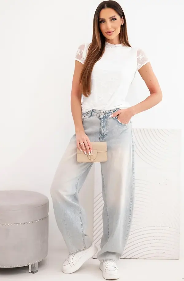 Kesi Włoski Дантелена блуза Kesi с къс ръкав