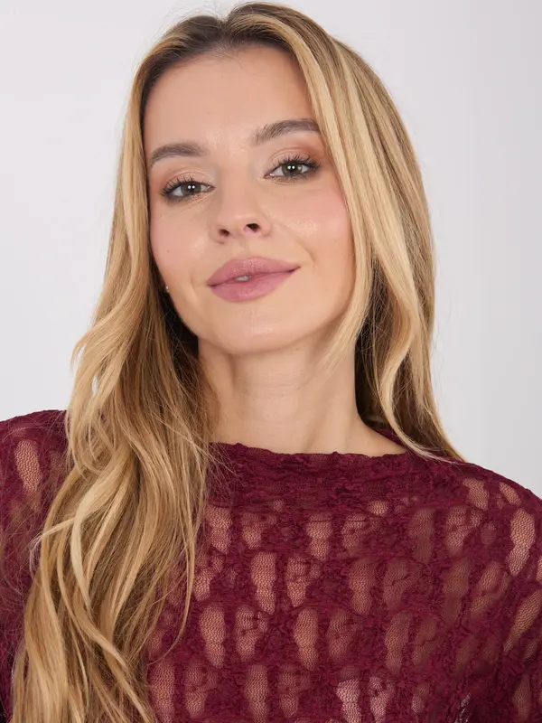 Italy Moda Дантелена блуза в бордо цвят