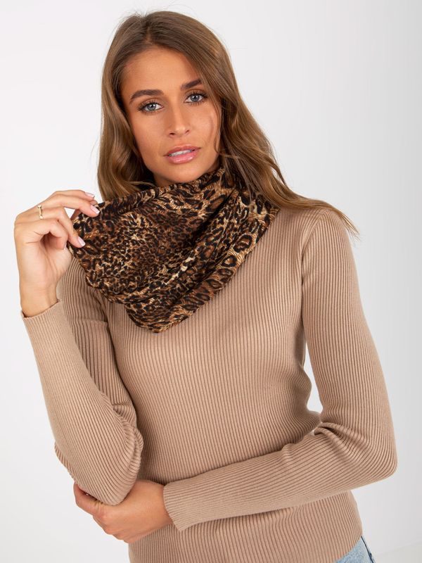 Fashionhunters Dark beige women's scarf with spots