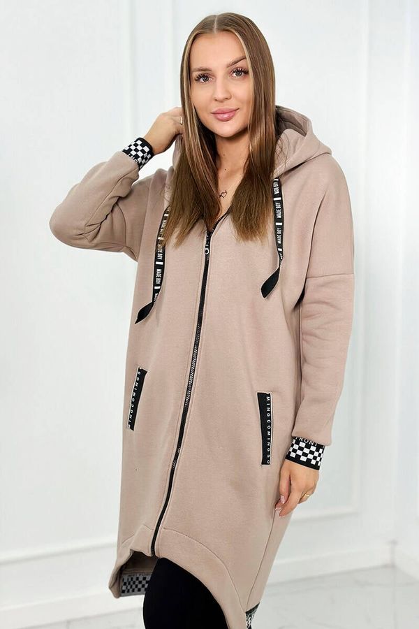 marka niezdefiniowana Dark beige zip-up sweatshirt