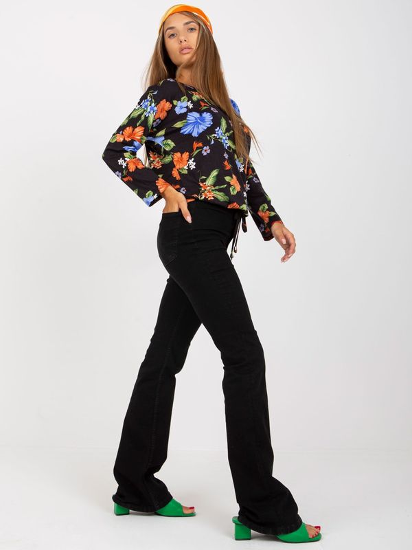 Fashionhunters Dark blue blouse with cotton print RUE PARIS