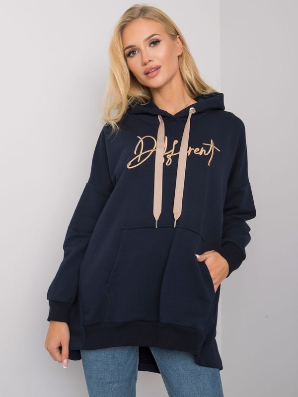 Fashionhunters Dark blue cotton sweatshirt