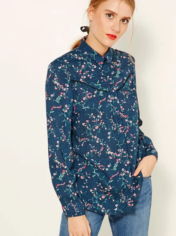 CAMAIEU Dark blue floral shirt CAMAIEU - Women