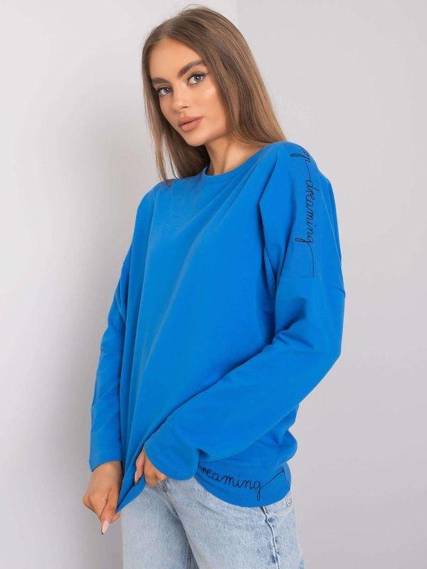 Fashionhunters Dark blue lady's blouse with long sleeves