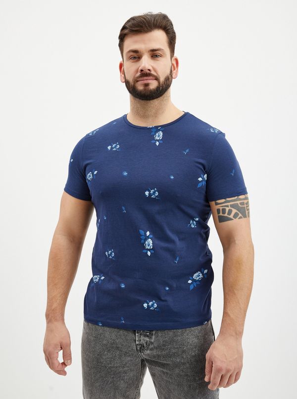 Blend Dark Blue Mens Patterned T-Shirt Blend - Men