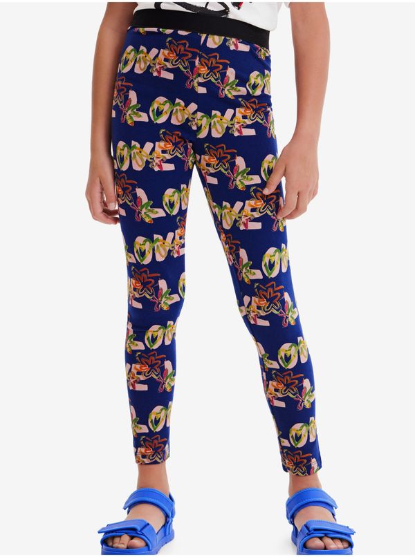 DESIGUAL Dark blue patterned girly leggings Desigual Garden - Girls