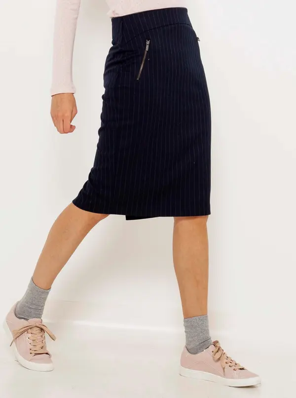 CAMAIEU Dark Blue Striped Sheath Skirt CAMAIEU - Women