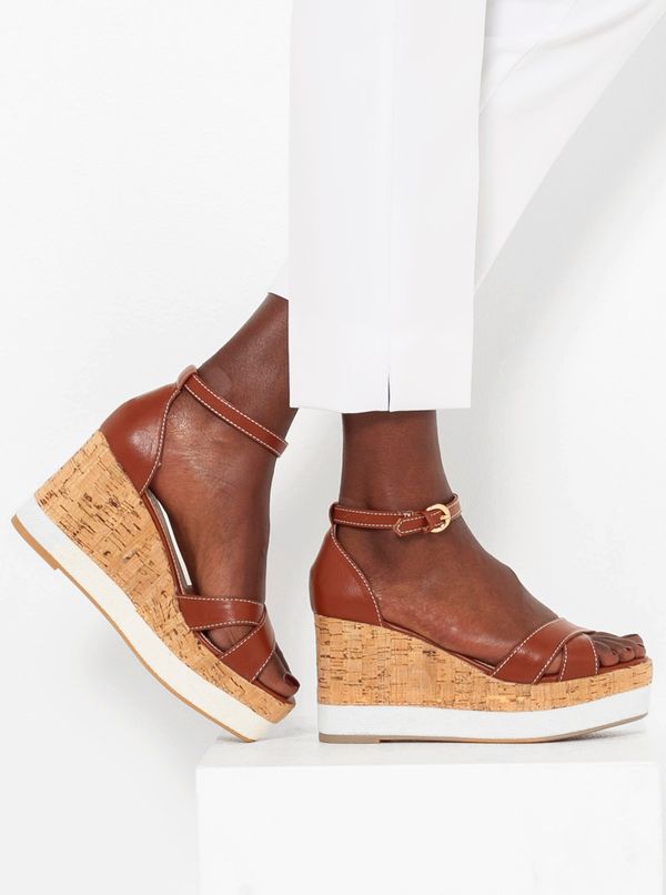 CAMAIEU Dark brown women's wedge sandals CAMAIEU - Ladies