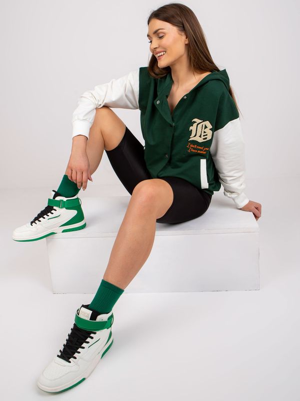 Fashionhunters Dark Green Baseball Hoodie