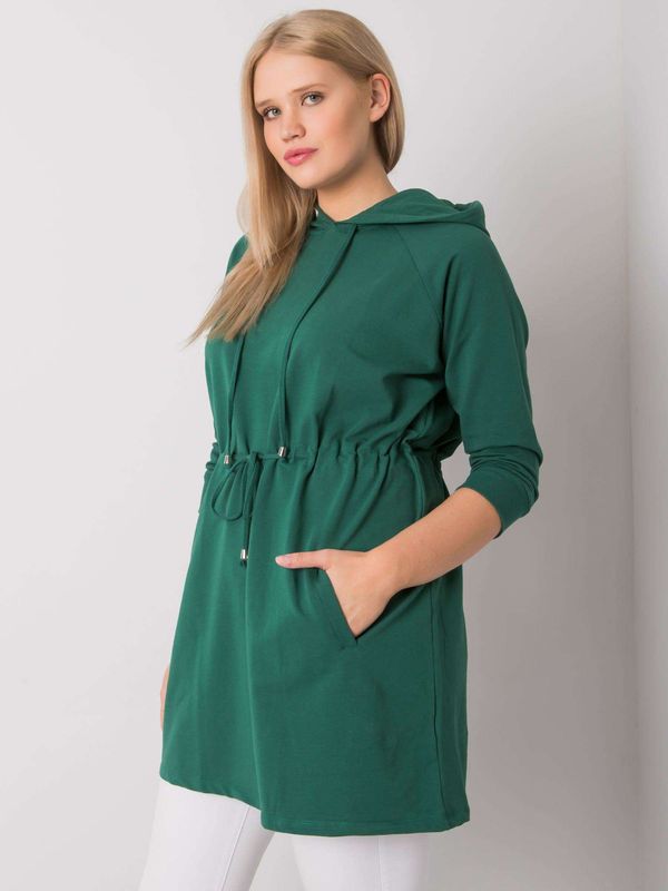 Fashionhunters Dark green longer sweatshirt