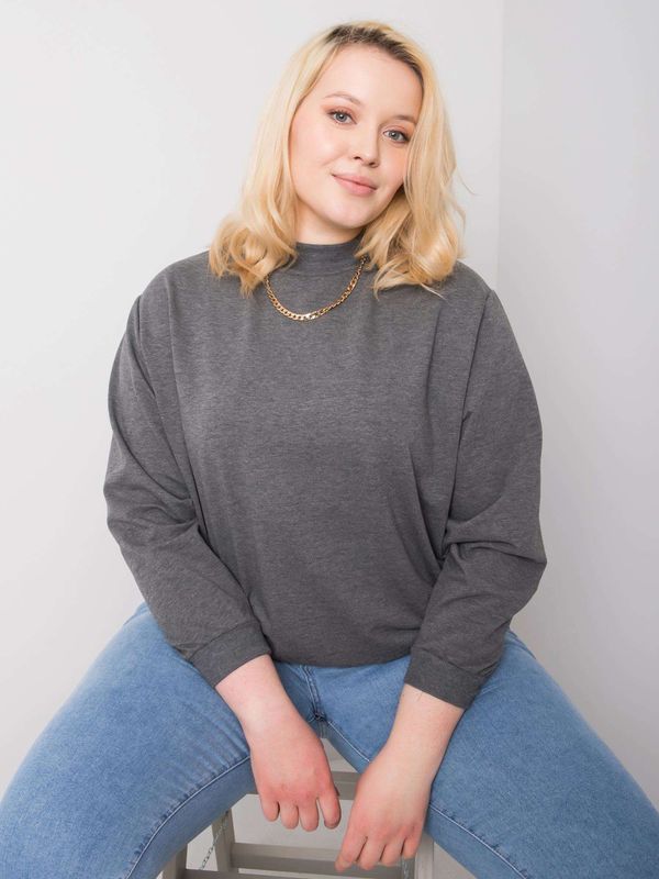 Fashionhunters Dark grey melange sweatshirt plus basic size