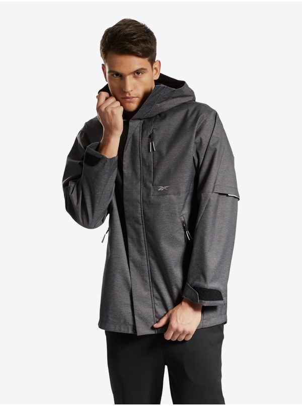 Reebok Dark Grey Men's Heather Hooded Jacket Reebok DMX HD SHELL MID JK - Men's