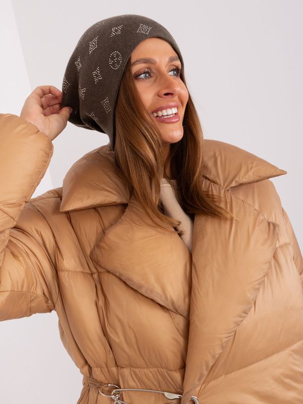 Fashionhunters Dark khaki winter hat with a hint of cashmere