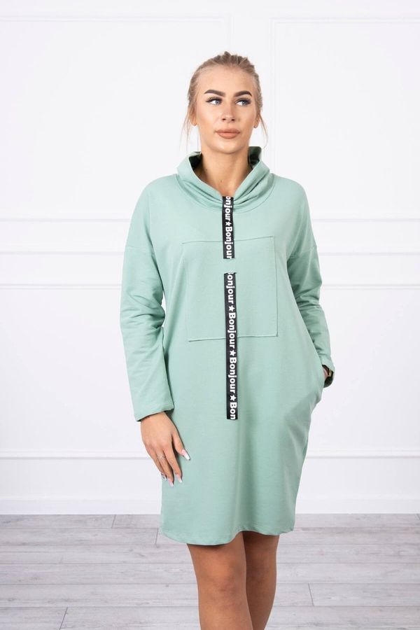 marka niezdefiniowana Dark mint dress with tie