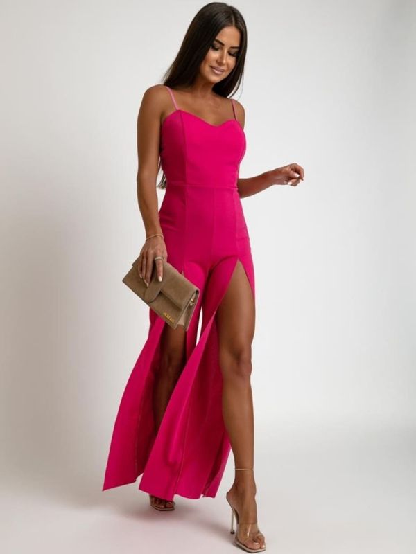 FASARDI Dark pink summer jumpsuit with slits