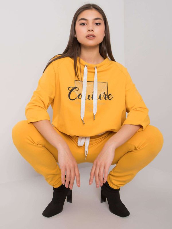 Fashionhunters Dark yellow two-piece set