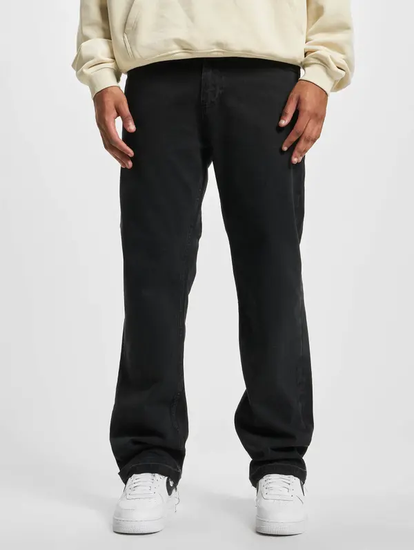 DEF DEF Прав деним с широка кройка, черен