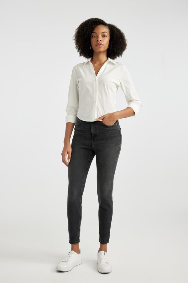 DEFACTO DEFACTO Anna Skinny Fit High Waist Narrow Leg Long Jean Trousers