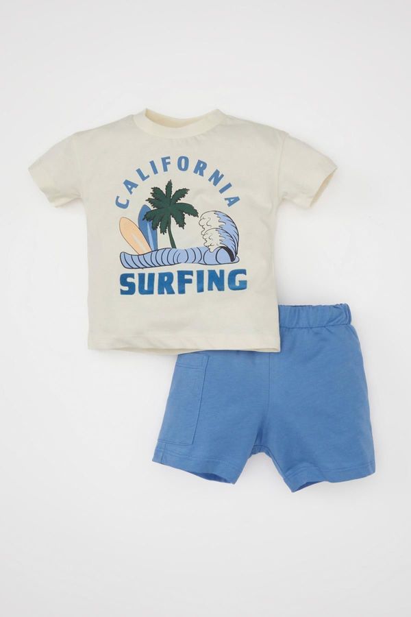 DEFACTO DEFACTO Baby Boy 2-Piece Set Crew Neck Printed Short Sleeve T-Shirt Shorts