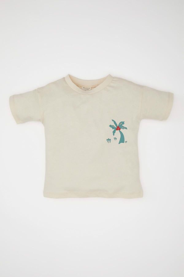 DEFACTO DEFACTO Baby Boy Crew Neck Palm Printed Short Sleeve T-Shirt