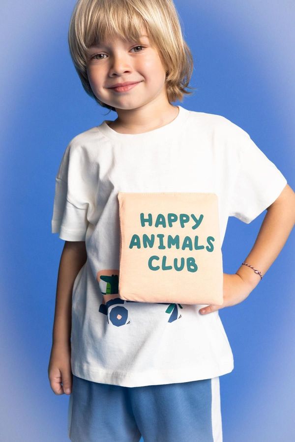 DEFACTO DEFACTO Baby Boy Crew Neck Vehicle Printed Short Sleeve T-Shirt