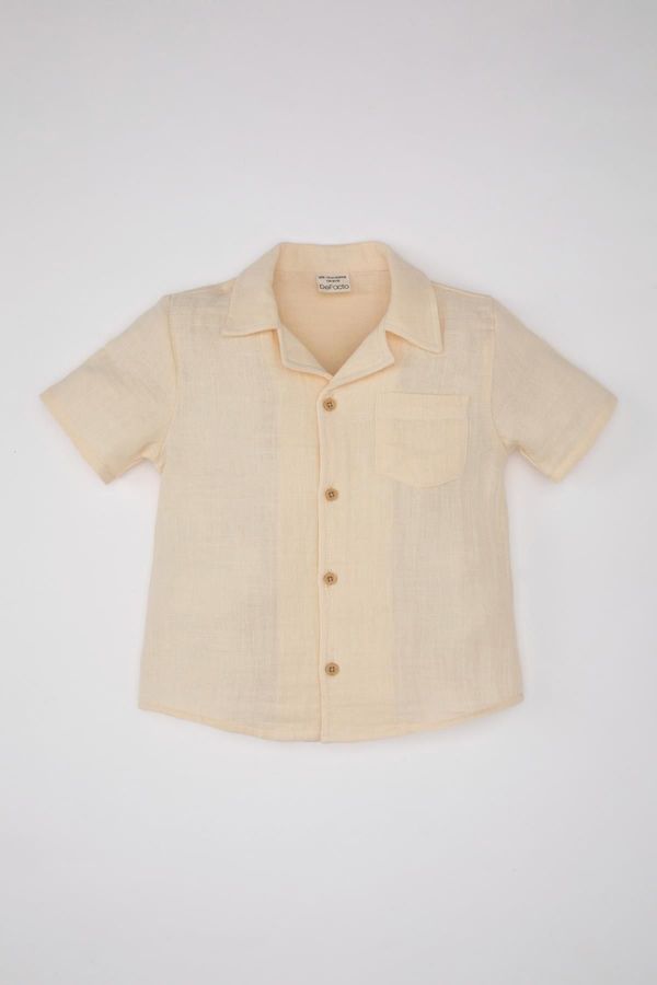 DEFACTO DEFACTO Baby Boy Open Collar Muslin Short Sleeve Shirt
