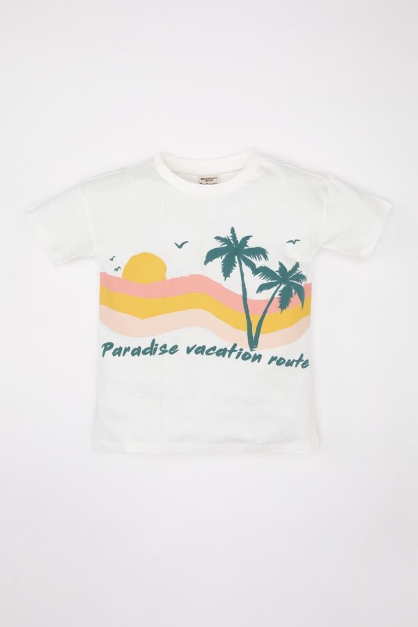 DEFACTO DEFACTO Baby Boy Palm Tree Patterned Short Sleeve T-Shirt