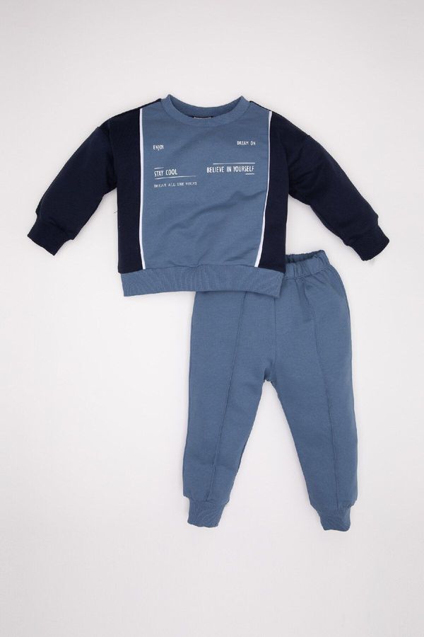 DEFACTO DEFACTO Baby Boy Printed Sweatshirt Tracksuit Bottom 2-Piece Set