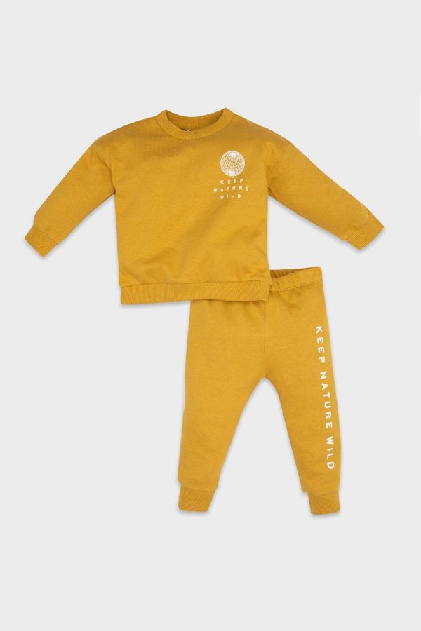 DEFACTO DEFACTO Baby Boy Printed Thin Sweatshirt Tracksuit Bottom 2-Piece Set