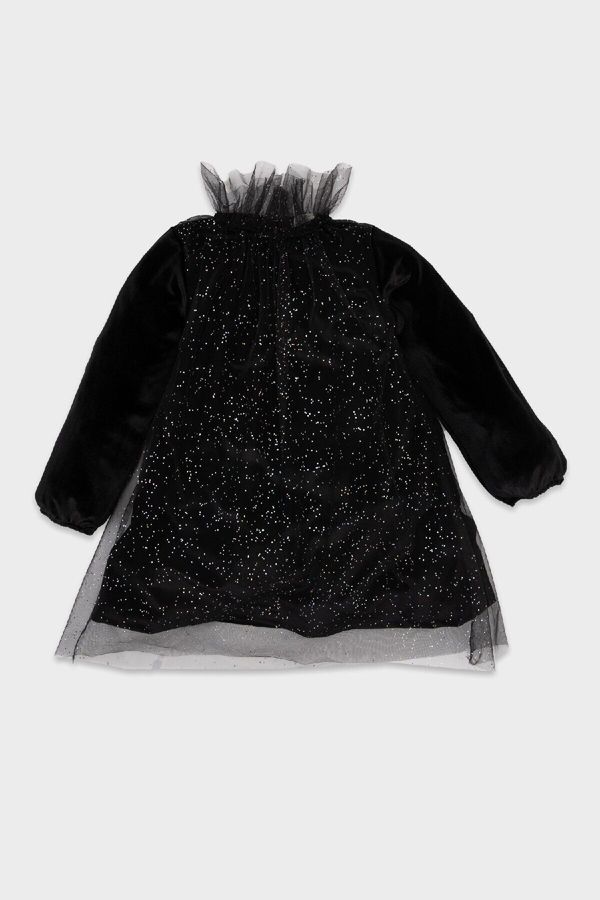 DEFACTO DEFACTO Baby Girl Christmas Themed Polka Dot Long Sleeve Velvet Dress