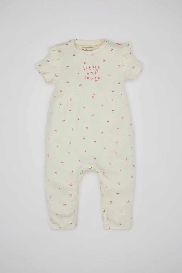 DEFACTO DEFACTO Baby Girl Newborn Patterned Short Sleeve Jumpsuit