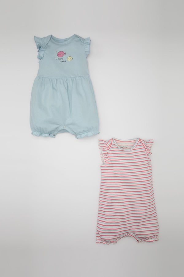 DEFACTO DEFACTO Baby Girl Newborn Striped Combed Cotton 2-Piece Sleeveless Jumpsuit