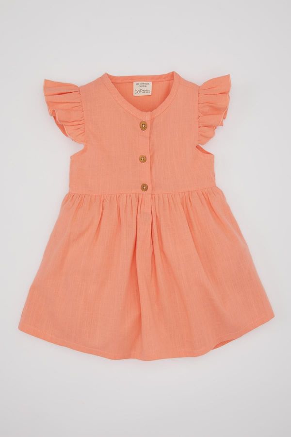 DEFACTO DEFACTO Baby Girl Short Sleeve Linen Look Dress