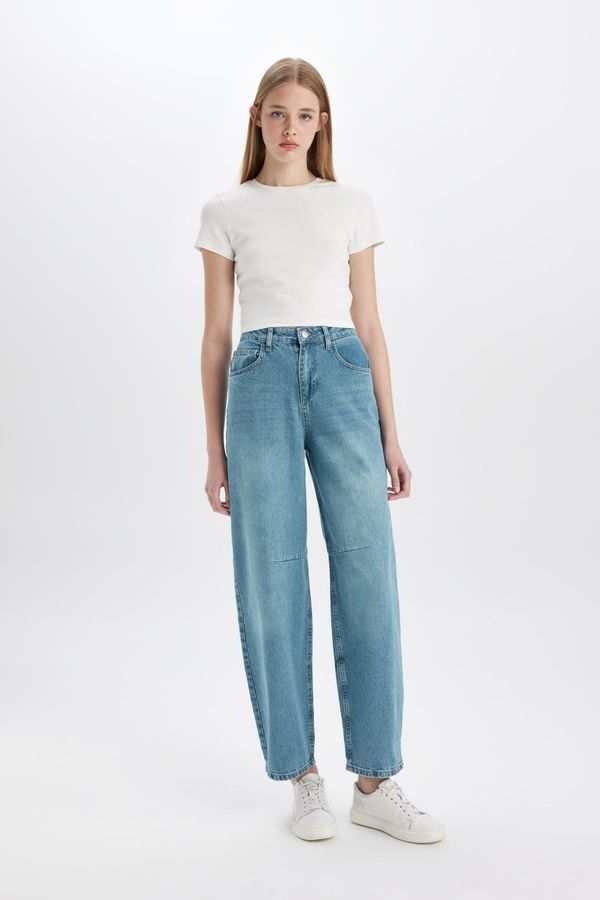 DEFACTO DEFACTO Baggy Fit High Waist Long Washed Jean Trousers