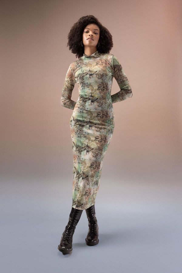 DEFACTO DEFACTO Bodycon Half Turtleneck Maxi Long Sleeve Dress