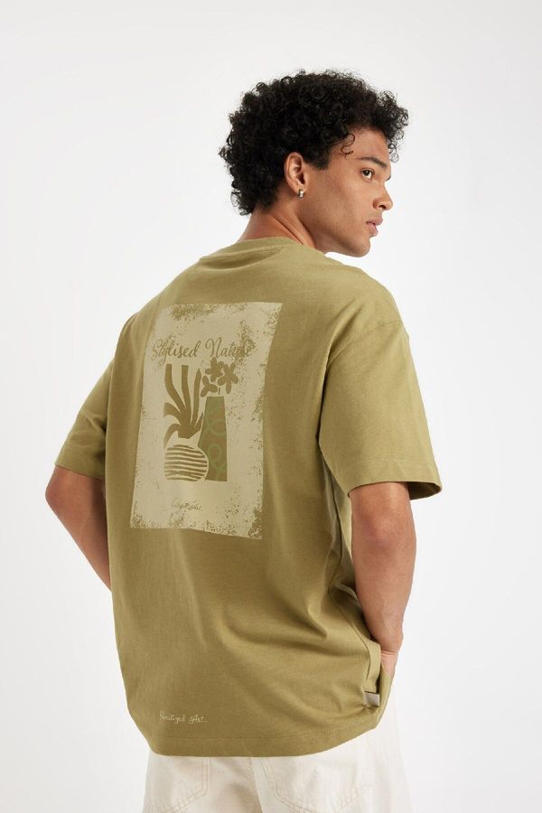 DEFACTO DEFACTO Boxy Fit Crew Neck Back Printed Short Sleeve T-Shirt