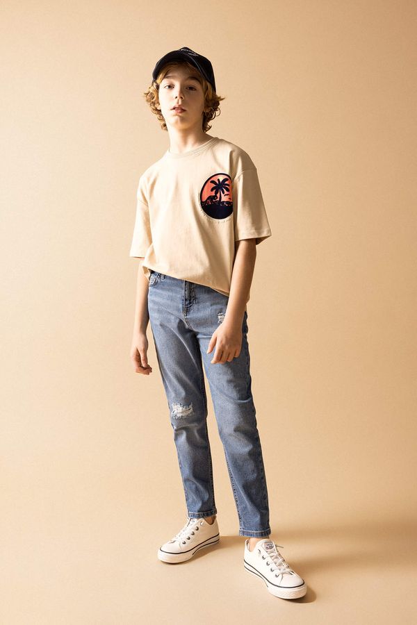 DEFACTO DEFACTO Boy Carrot Fit Ripped Detailed Straight Leg Jeans