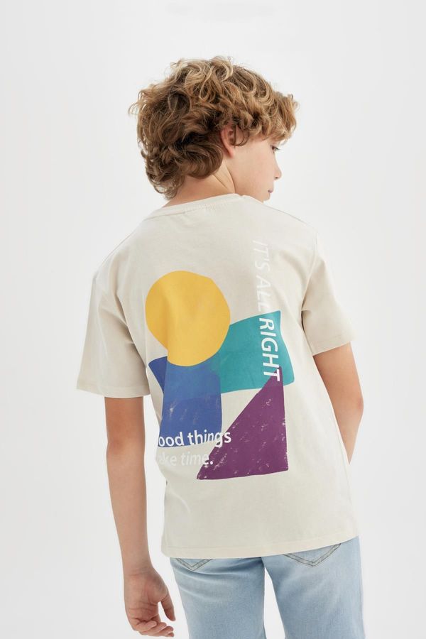 DEFACTO DEFACTO Boy&#39;s Crew Neck Back Printed Short Sleeve T-Shirt