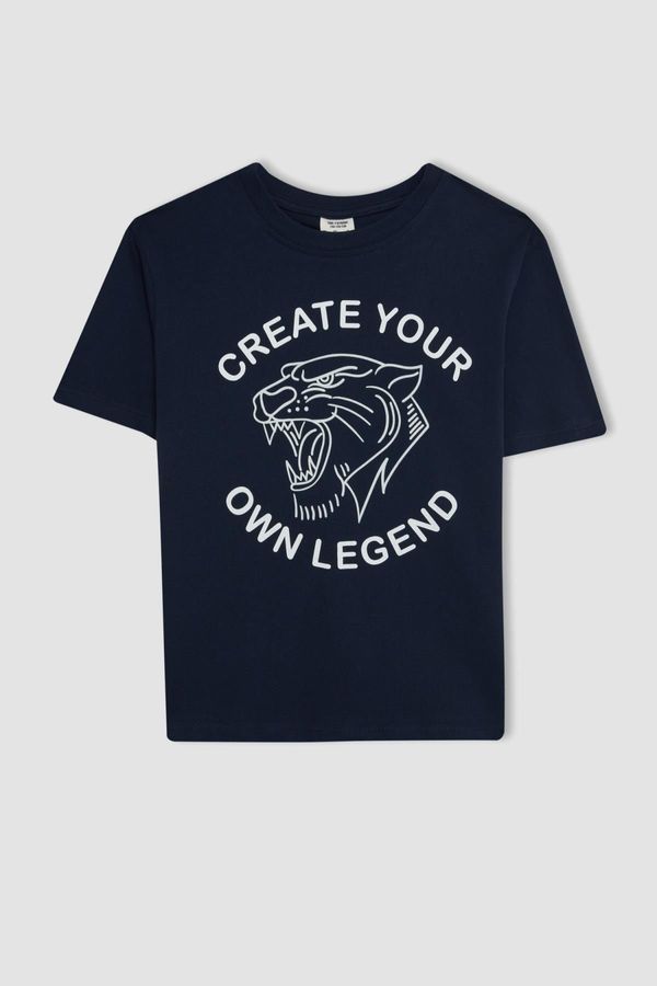 DEFACTO DEFACTO Boy's Crew Neck Color Changing Printed Short Sleeve T-Shirt