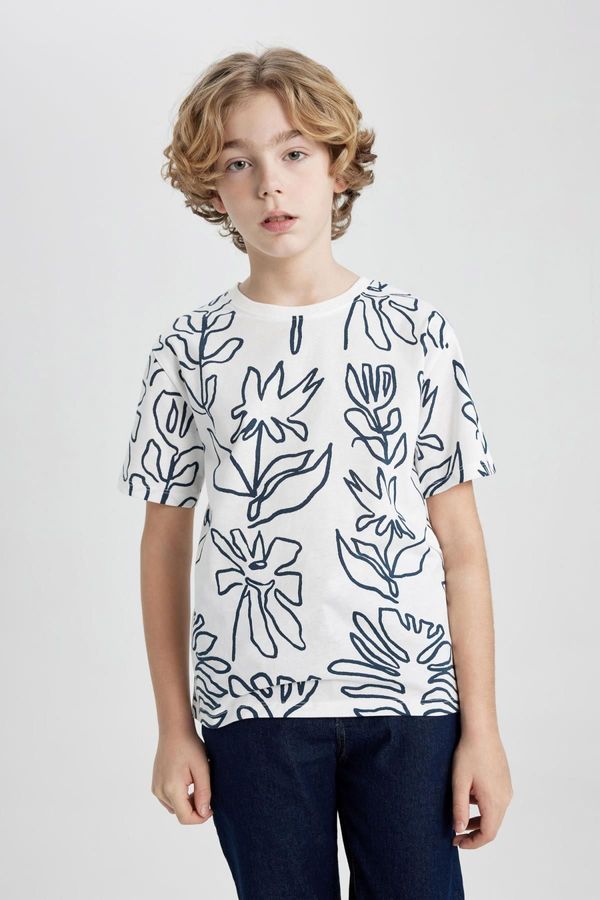 DEFACTO DEFACTO Boys' Crew Neck Printed Short Sleeve T-Shirt